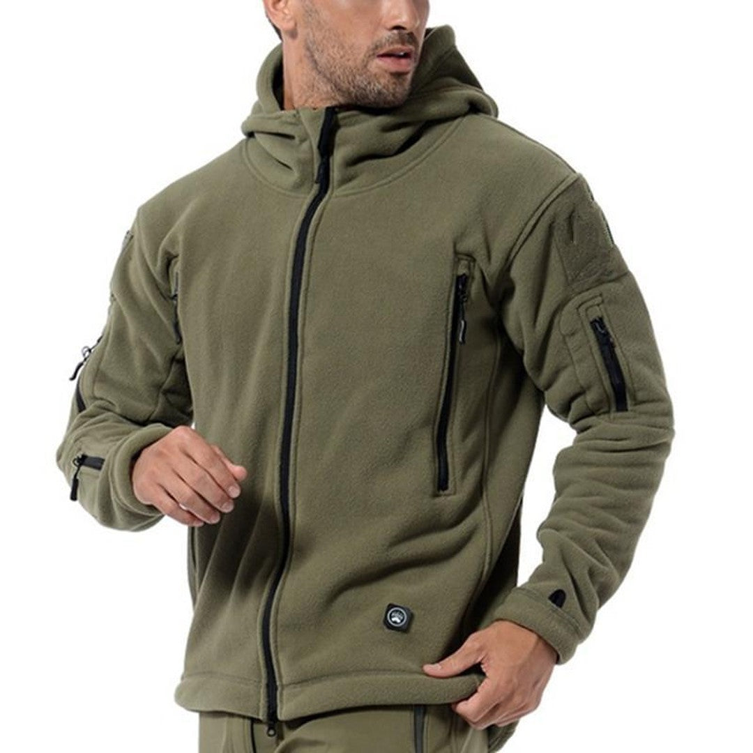 Men’s Fleece-Lined Hooded Multi-Pocket Outdoor Jacket