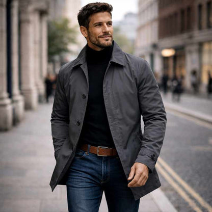 Men’s Quilted Mid-Length Notch Lapel Jacket