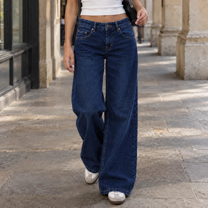Women’s Low-Rise Full-Length Wide-Leg Denim Jeans