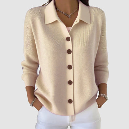 Women’s Relaxed Lapel Collar Button-Front Knit Cardigan