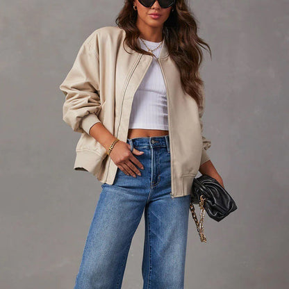 Women’s Relaxed Vegan Leather Bomber Jacket