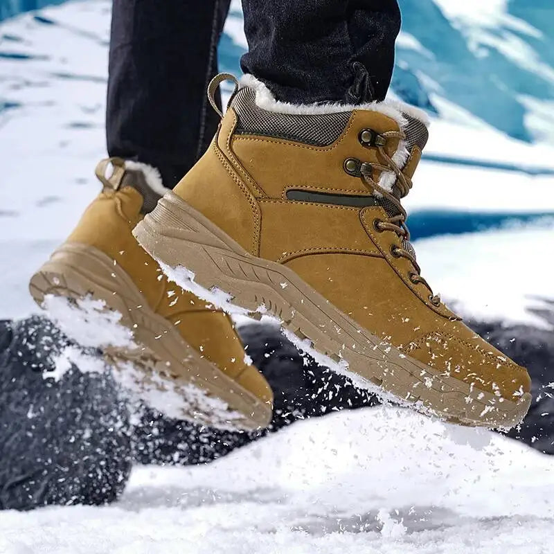 Men’s Faux Fur Winter Boots with Cushioned Insole and Rubber Sole
