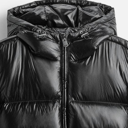 Men’s Lightweight Hooded Puffer Jacket with High Collar