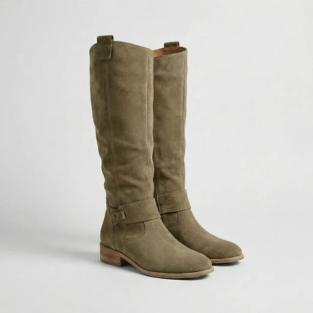 Women’s Knee-High Slouch Boots with Soft Suede-Look Finish