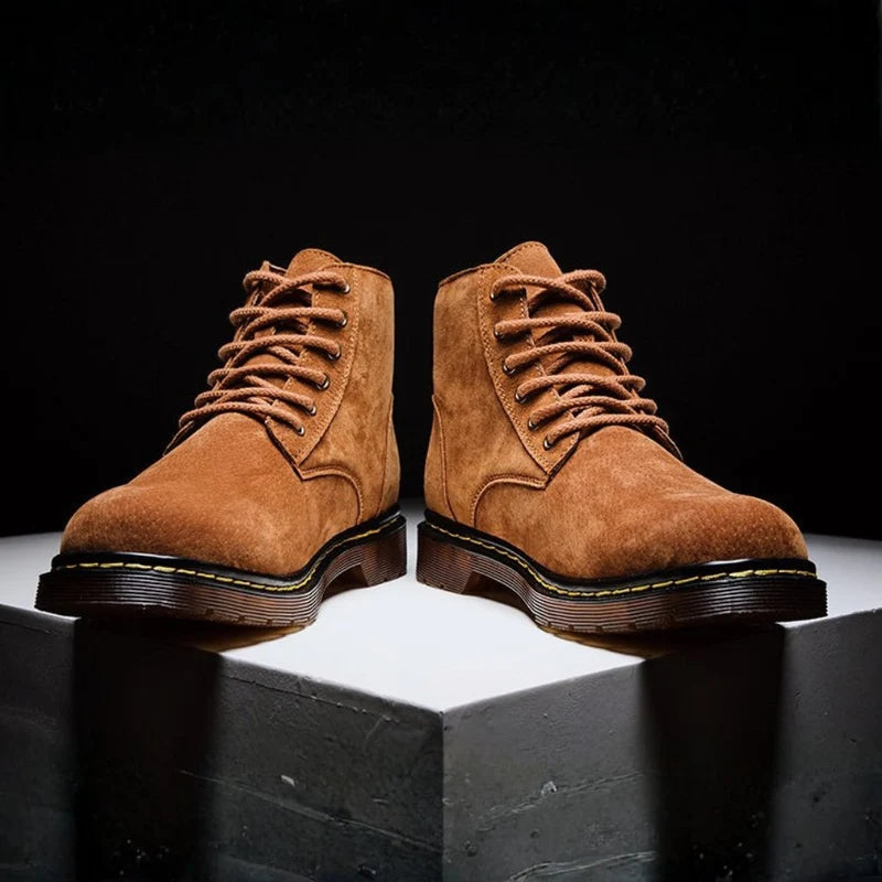 Men’s Genuine Suede Lace-Up Ankle Boots with Lug Sole