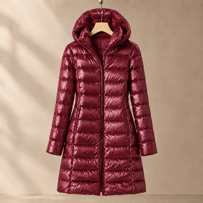 Women’s Quilted Cashmere and Duck Down Hooded Jacket