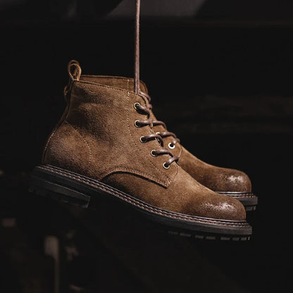 Men’s Vintage-Inspired Lace-Up Boots with Cushioned Sole