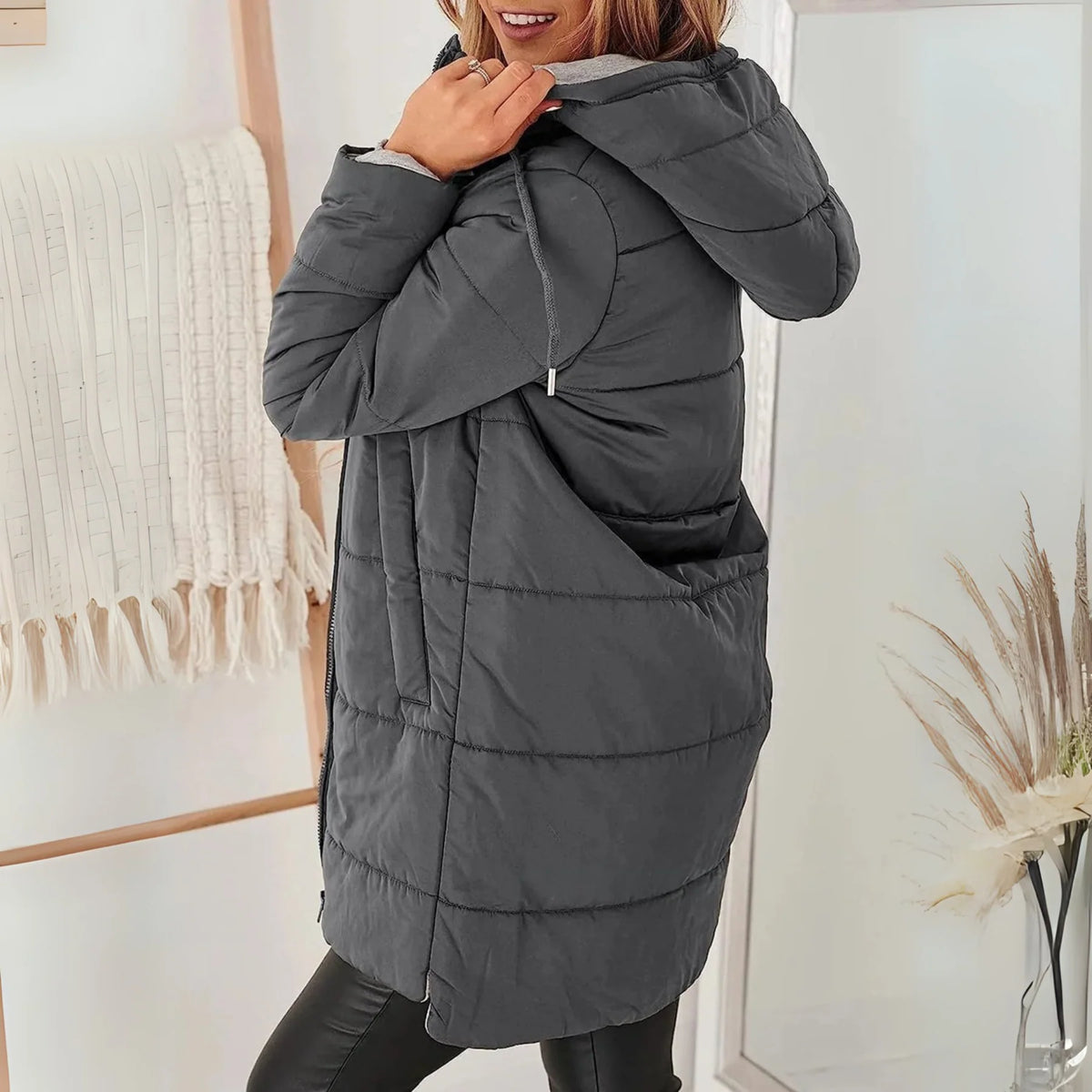 Women's Hooded Down-Filled Puffer Jacket for Winter