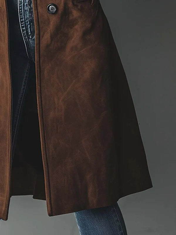 Women’s Longline Double-Breasted Tailored Trench Coat