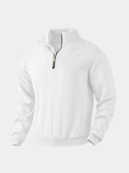 Men’s Embroidered Quarter-Zip Henley Knit Pullover