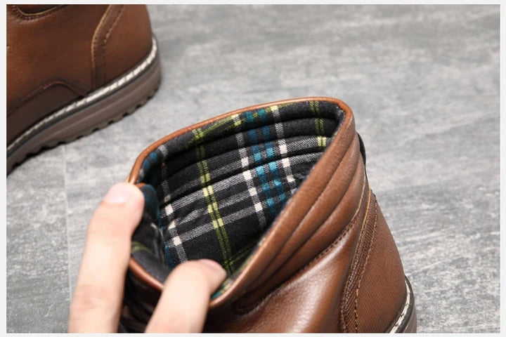 Men’s Business Ankle Boots with Round Toe and Medium Heel