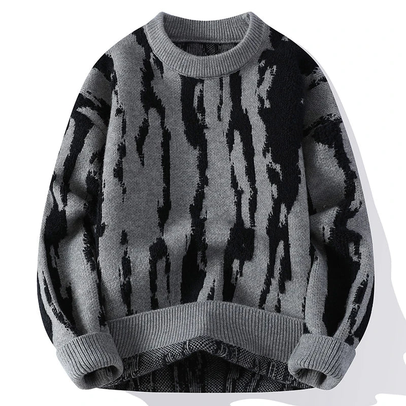 Men’s Textured Vertical Pattern Crewneck Sweater