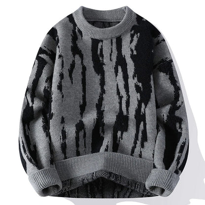 Men’s Textured Vertical Pattern Crewneck Sweater