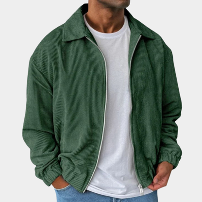 Men’s Textured Relaxed-Fit Full-Zip Collared Jacket