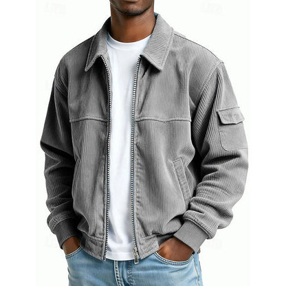 Men’s Ribbed-Knit Classic Collar Zip Jacket