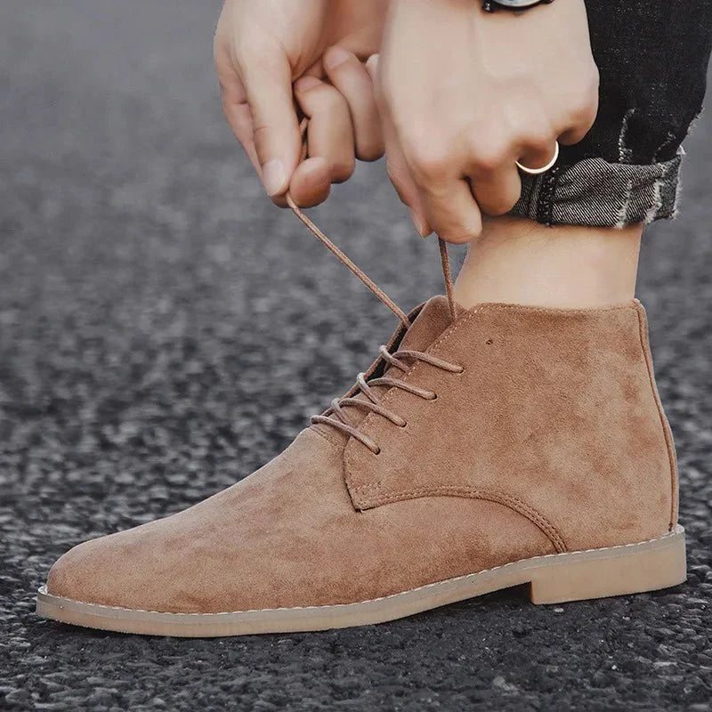 Men’s Genuine Suede Chelsea Boots with Rugged Rubber Sole