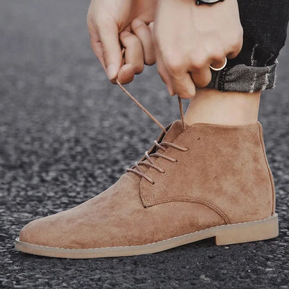Men’s Genuine Suede Chelsea Boots with Rugged Rubber Sole