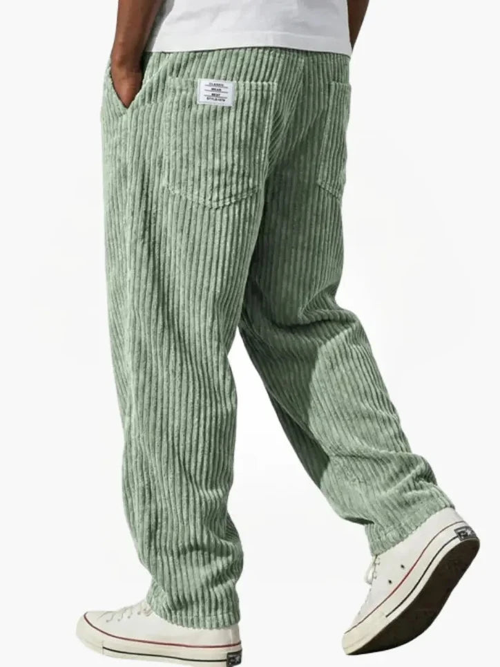 Men’s Relaxed Corduroy Trousers with Drawstring Waist