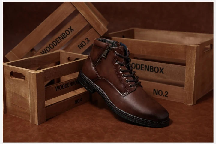 Men’s Business Winter Boots with Round Toe and Medium Heel