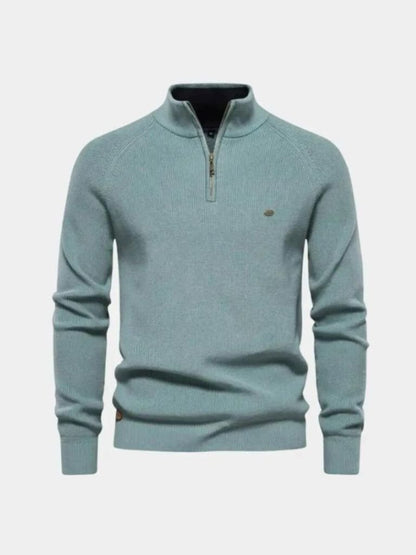 Men’s Embroidered Cotton Quarter-Zip Pullover