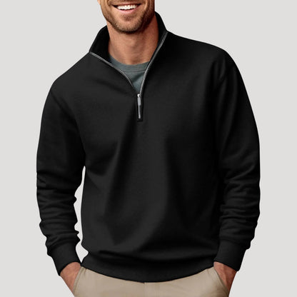 Men’s Lightweight Cotton-Blend Half-Zip Sweatshirt