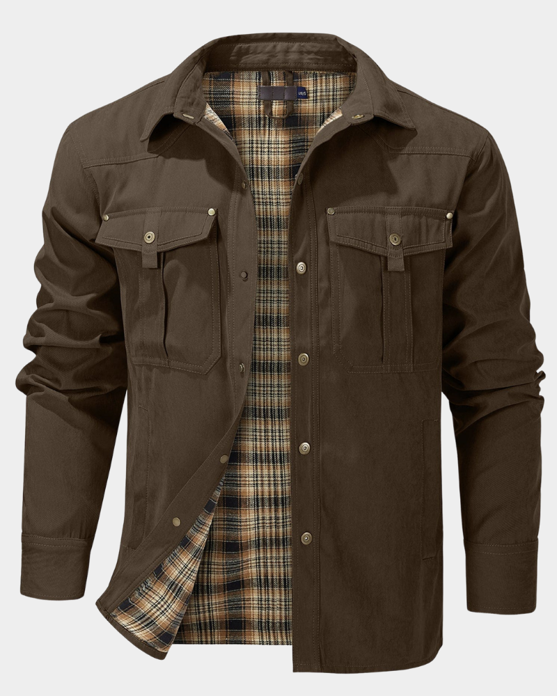 Men’s Flannel-Lined Contrast Yoke Barn Jacket