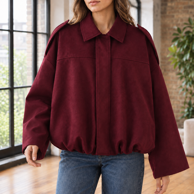 Women’s Cropped Suede Pilot-Style Jacket