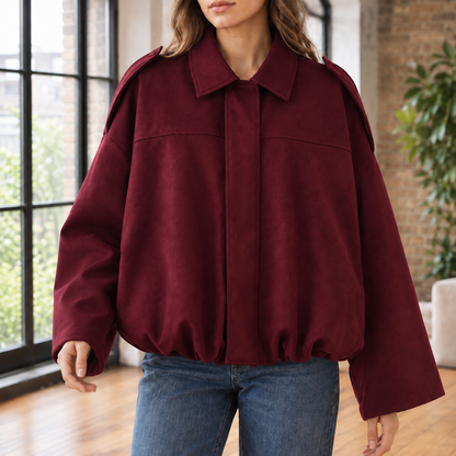Women’s Cropped Suede Pilot-Style Jacket