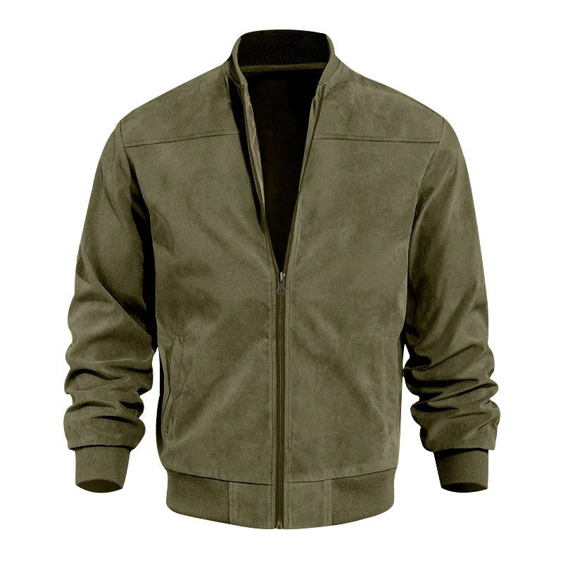 Men’s Lightweight Suede-Style Stand Collar Jacket