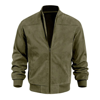 Men’s Lightweight Suede-Style Stand Collar Jacket