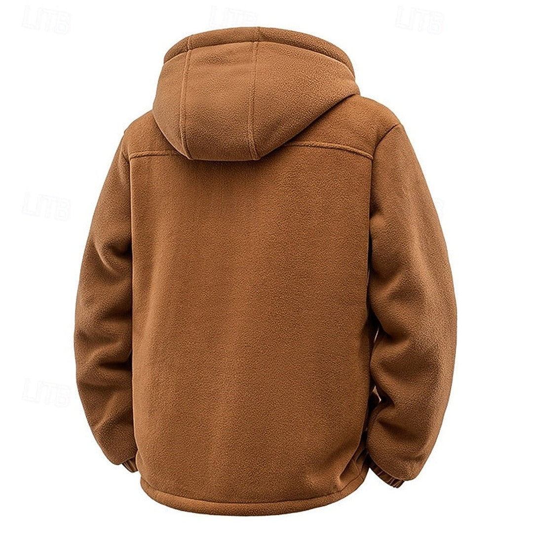Men’s Plush-Lined Hooded Utility Zip Jacket