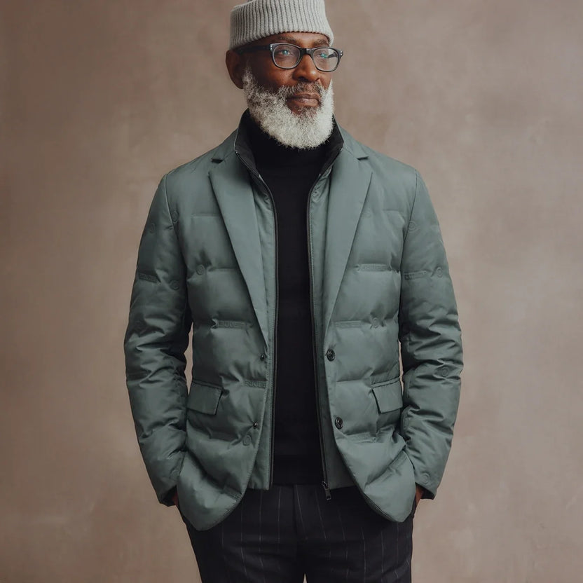 Men’s Quilted Down-Insulated Tailored Blazer