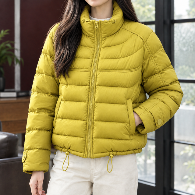 Women’s Cropped Duck Down Jacket with Adjustable Hem