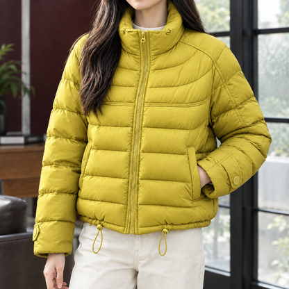 Women’s Cropped Duck Down Jacket with Adjustable Hem