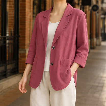 Women’s Relaxed Linen-Blend Two-Button Blazer