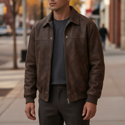 Men’s Smooth Leather Classic Zip Jacket
