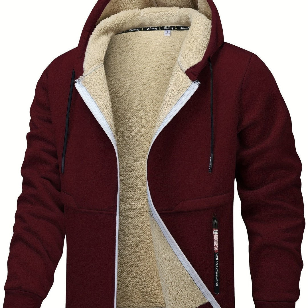 Men’s Plush-Lined Stretch Hooded Winter Jacket