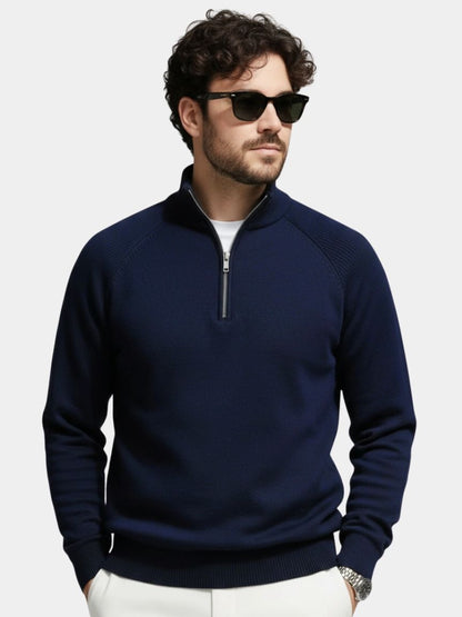 Men’s Dark Knit Pullover with Cross and Crown Motif