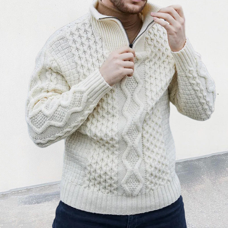 Men’s Textured Knit Half-Zip Pullover Sweater