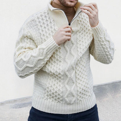 Men’s Textured Knit Half-Zip Pullover Sweater