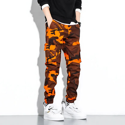 Men’s Stretch Camouflage Cargo Pants with Tapered Fit
