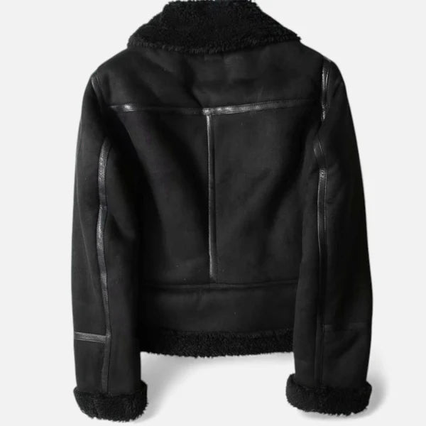 Women’s Suede Moto Jacket with Warm Lambswool Lining