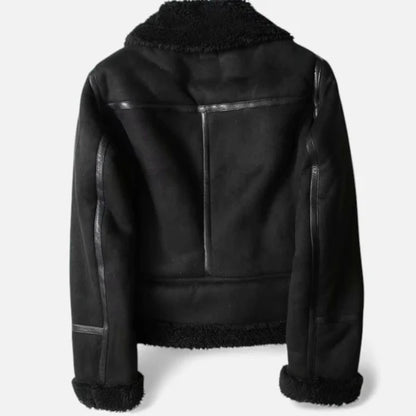 Women’s Suede Moto Jacket with Warm Lambswool Lining
