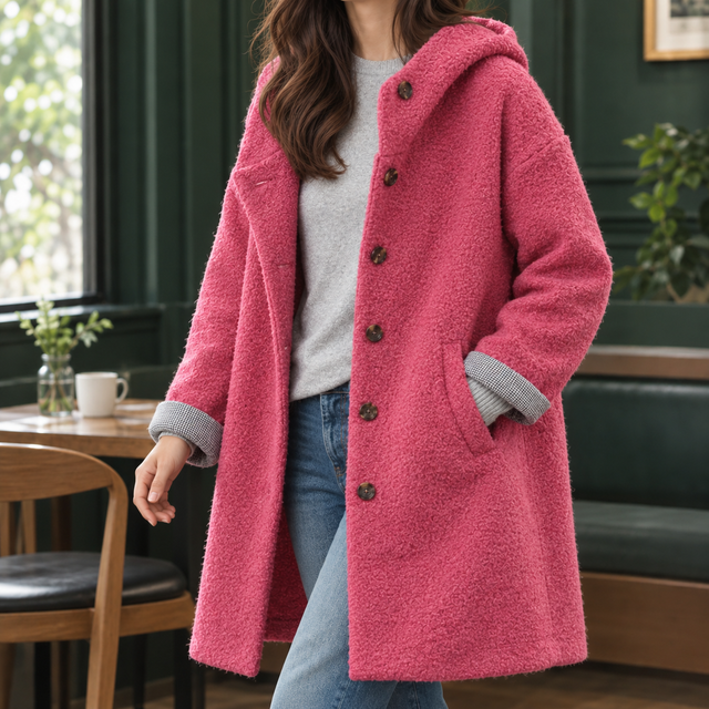 Relaxed Longline Hooded Wool-Blend Coat