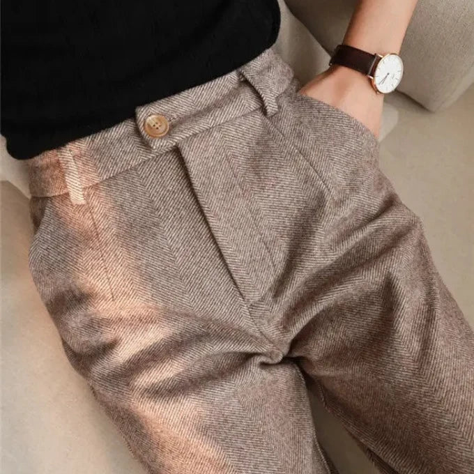 Men’s Tailored Herringbone Wool Trousers