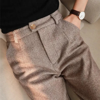 Men’s Tailored Herringbone Wool Trousers