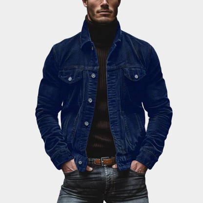 Men’s Ribbed Notch-Lapel Utility Chore Jacket