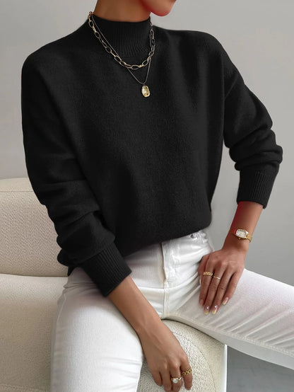 Women’s High-Collar Straight Knit Sweater