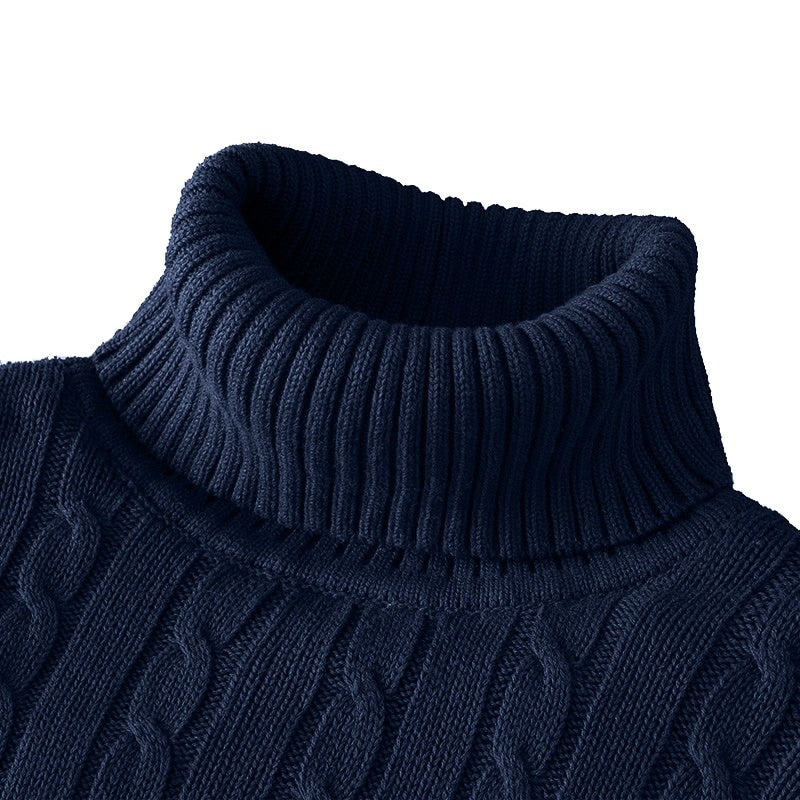 Men’s Textured Cable Knit High-Neck Sweater