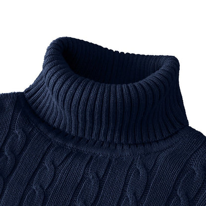 Men’s Textured Cable Knit High-Neck Sweater